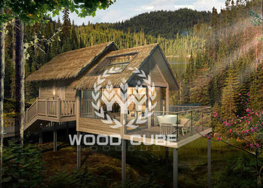 Casa de madera prefabricada de la estructura de acero, casa en el árbol prefabricada preciosa para el hotel